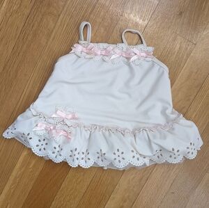Kate Mack White/Pink Ballet style spaghetti strap baby Top. Size 12 Months